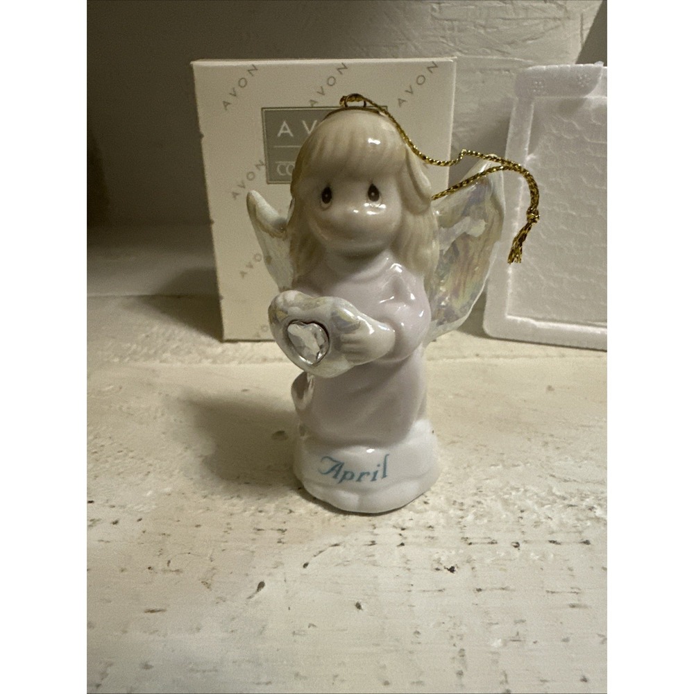 1997 Precious Moments April Birthstone Angel  Christmas Ornament Avon
